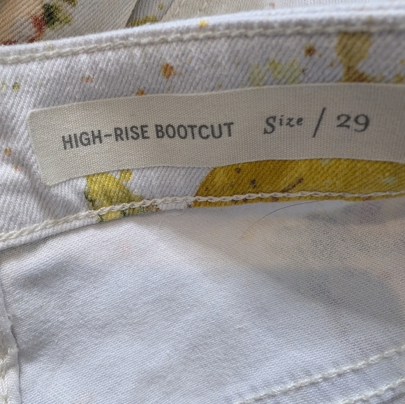 💘 Anthropologie Pilcro High-Rise Bootcut Lemon Grove Print White Jeans Size 29 - Picture 10 of 12